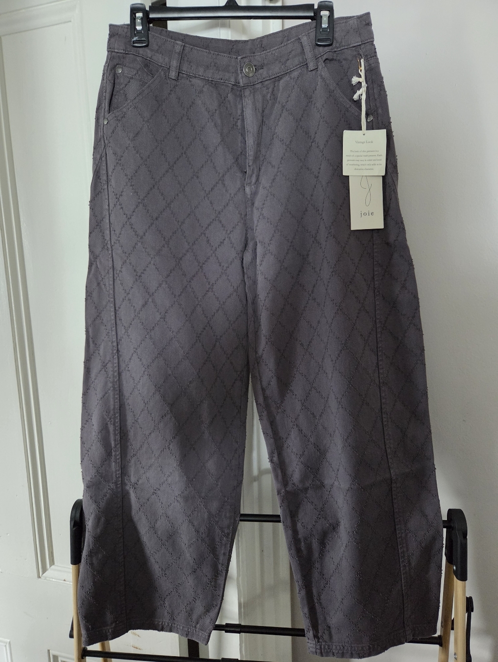 Joie Women's Charcoal Gray Diamond-Pattern Barrel Jeans